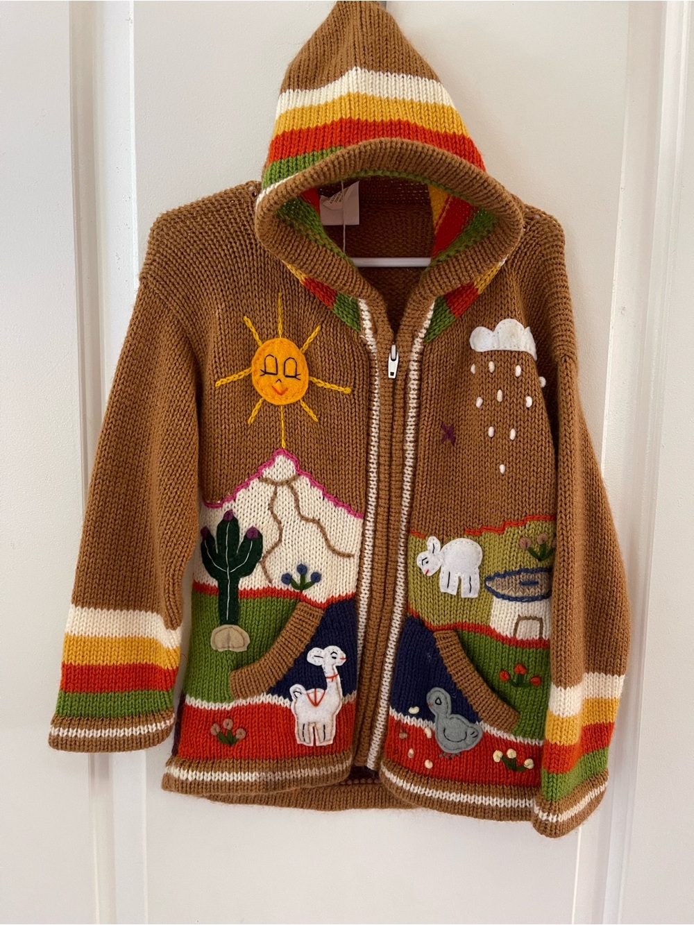 Embroidered Peruvian Colorful Knit Children's Hoodie
